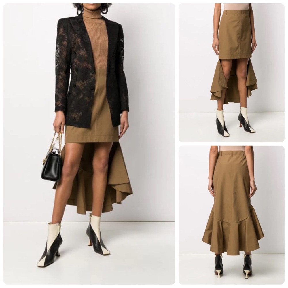 Givenchy NWT Runway Fluted-Back High-Low/Asymmetrical Tulip Hem Cotton Skirt